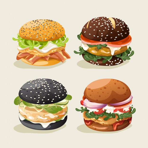 Set of Burgers  :  Illustration