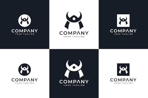 Set of bushido helmet logo creative design for all uses