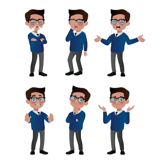 Set of business people with different poses