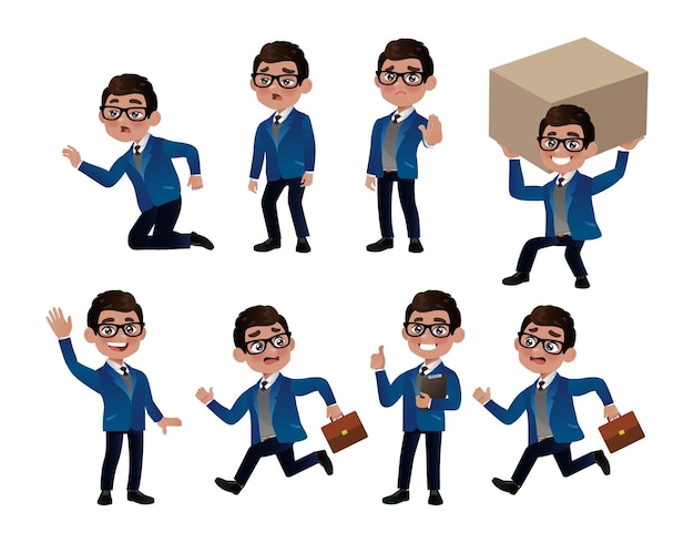 Set of business people with different poses