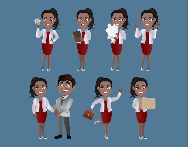 Set of business people with different poses