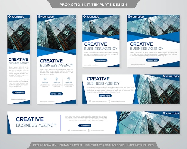 set of business promotion kit template