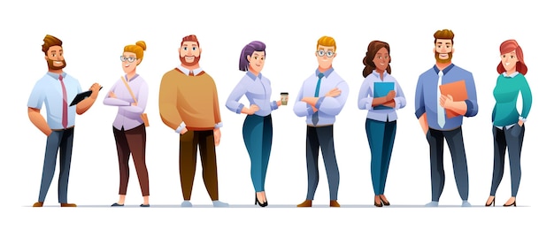 Set of business team cartoon characters