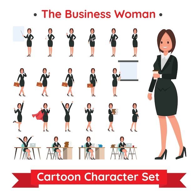 Set of business woman character design