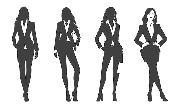 set of business woman style character silhouettes generative ai