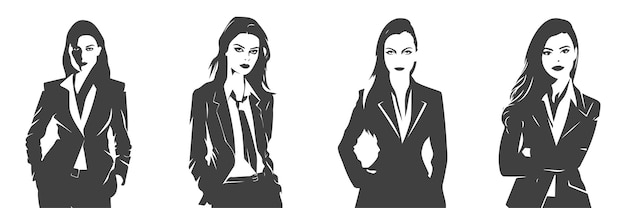 set of business woman style character silhouettes generative ai