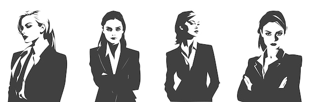 set of business woman style character silhouettes generative ai