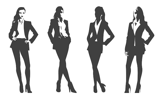 set of business woman style character silhouettes generative ai