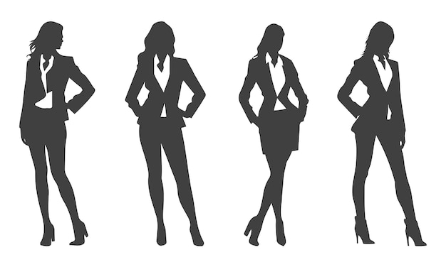 set of business woman style character silhouettes generative ai