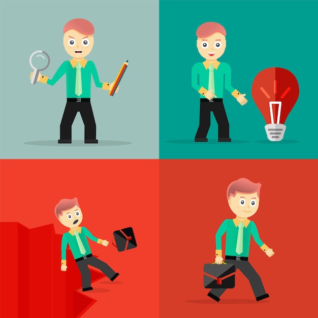 Set of businessman pose character concepts