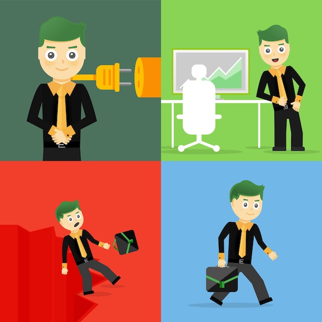 Set of businessman pose character concepts