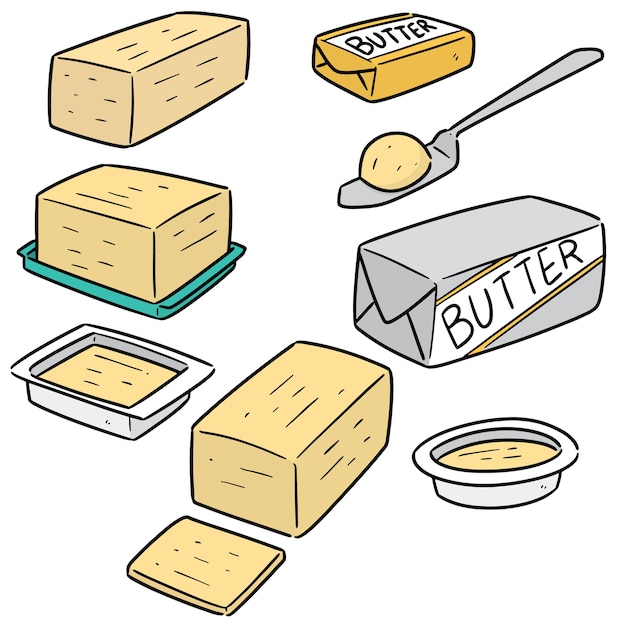 set of butter cartoon