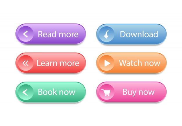 Set of buttons for website. Web buttons interface.