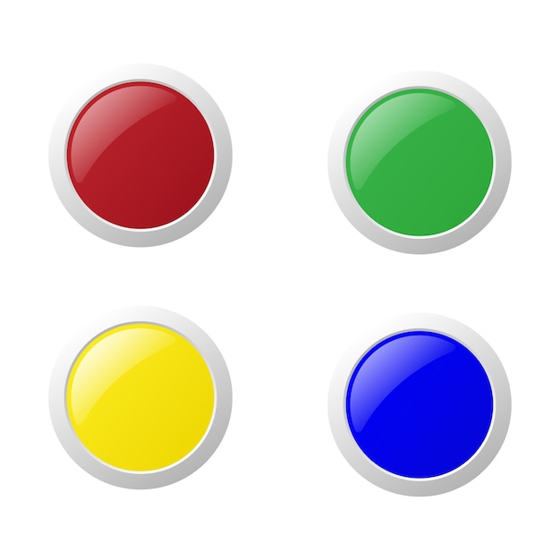 Vector set of buttons with different color isolated on white background