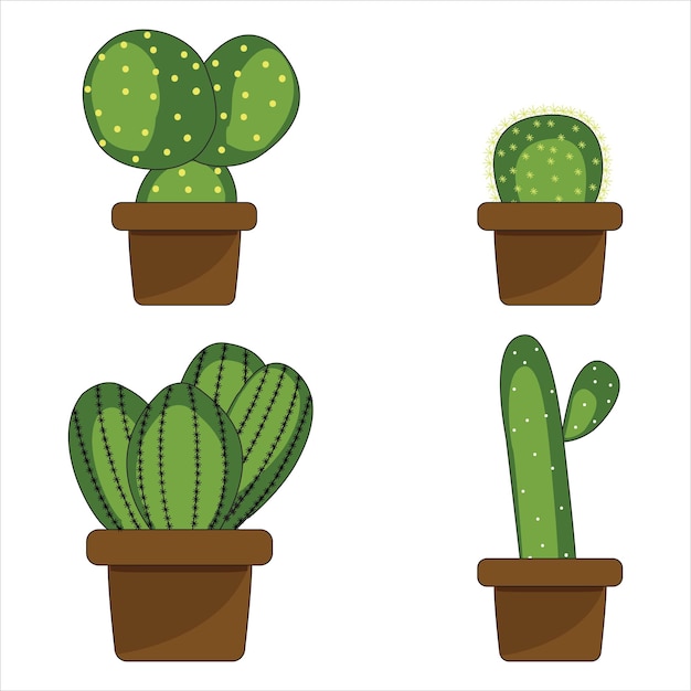 Set Of Cactus Flower Collection Graphics Design Image