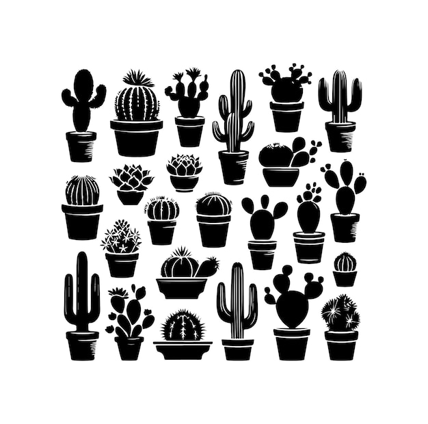 Set of cactus plant vector