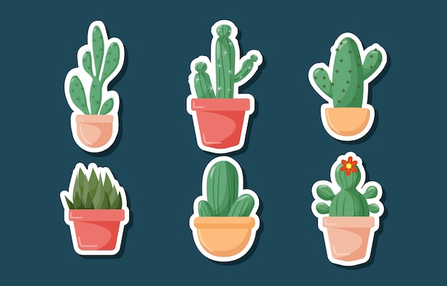 Set of Cactus Sticker Design