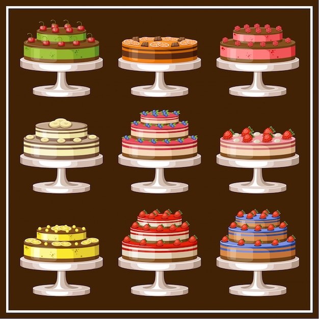 Set of cakes. vector illustration