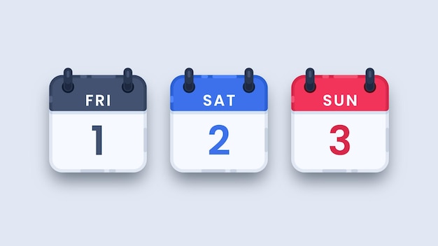 Set of calendar flat icons