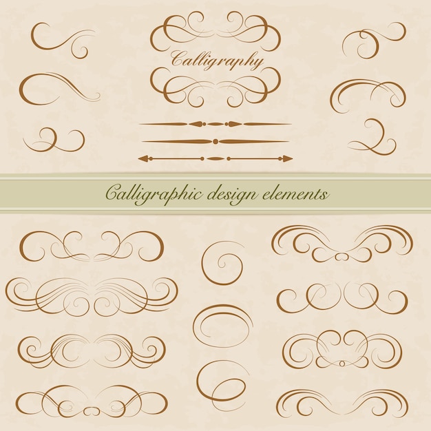  set of calligraphic design elements. Page decoration