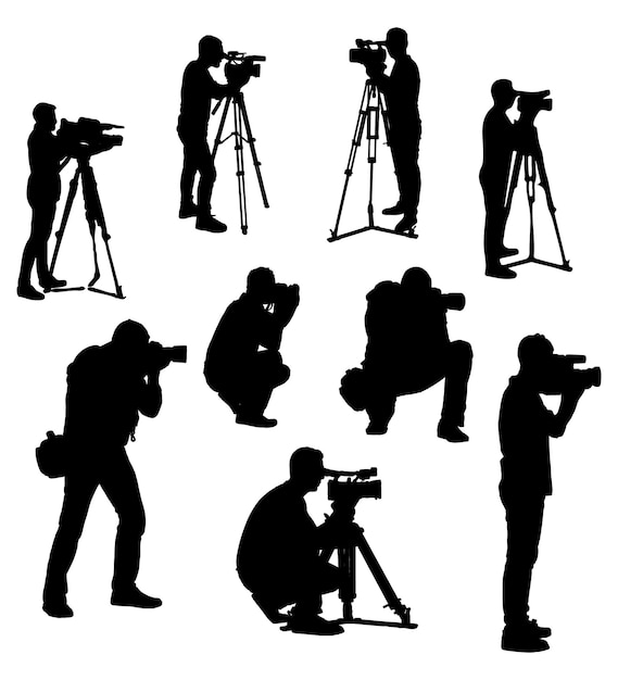 The set of cameraman silhouette collection