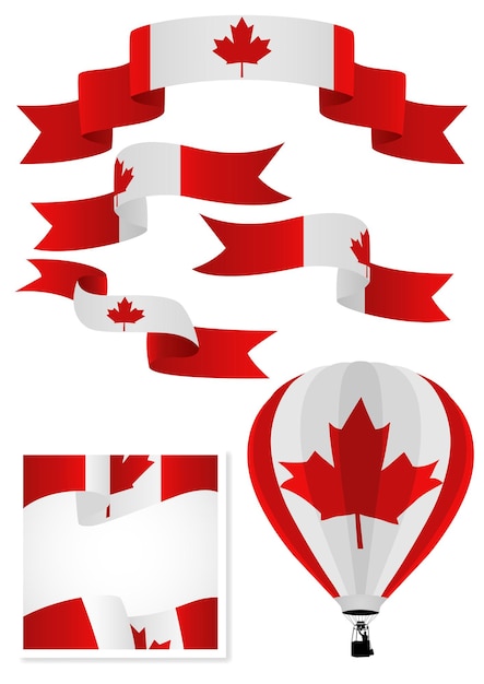 Set of Canada flag on different media