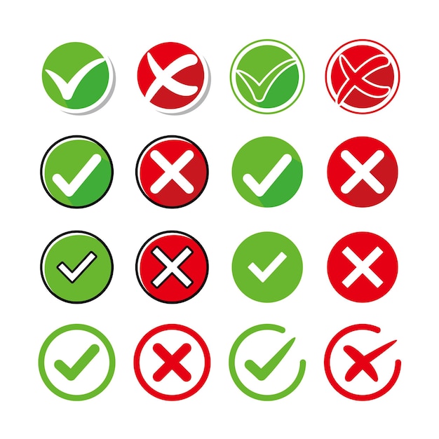 Set of Cancel and check button collection to make an icons