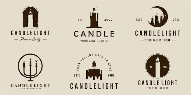 Set of candle logo vector vintage retro illustration template icon graphic design bundle collection of various wax sign or symbol for shop or business concept