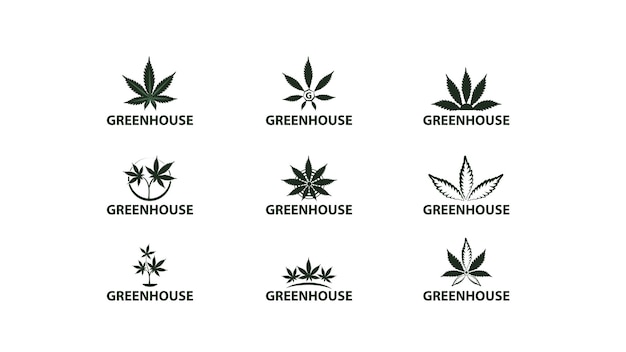 Set of cannabis industry logos isolated on white background