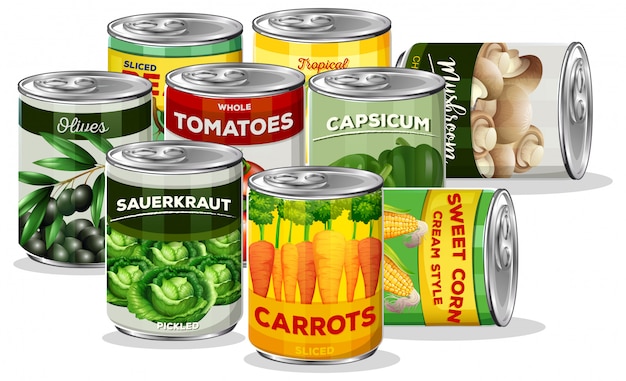 Set of canned vegetable