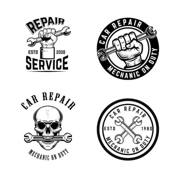 Set of car repair emblems