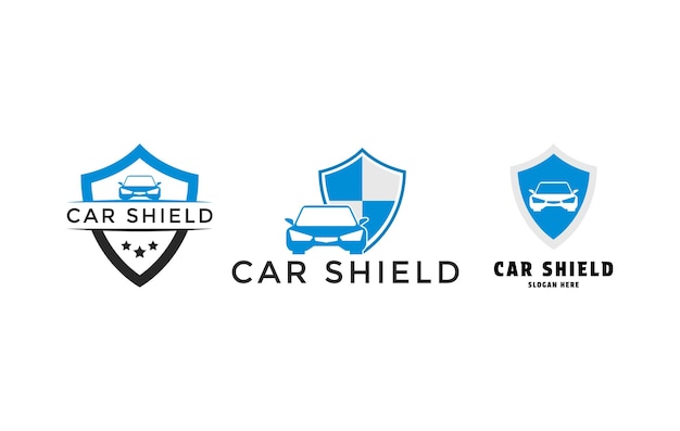 Vector set of car shield logo design concept idea