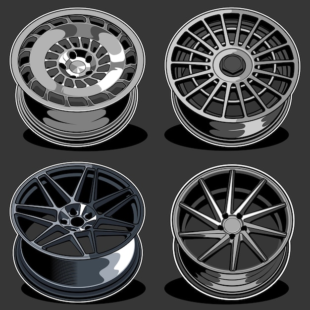 set of car wheels illustration