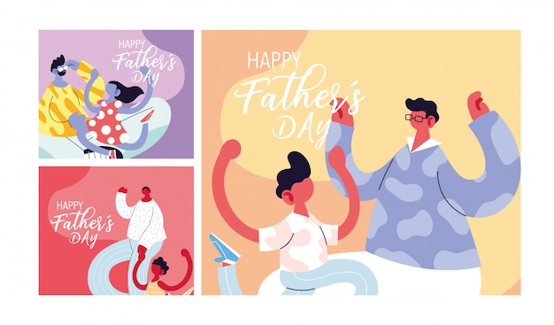 Set of cards of the happy fathers day