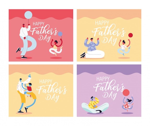 Set of cards of the happy fathers day