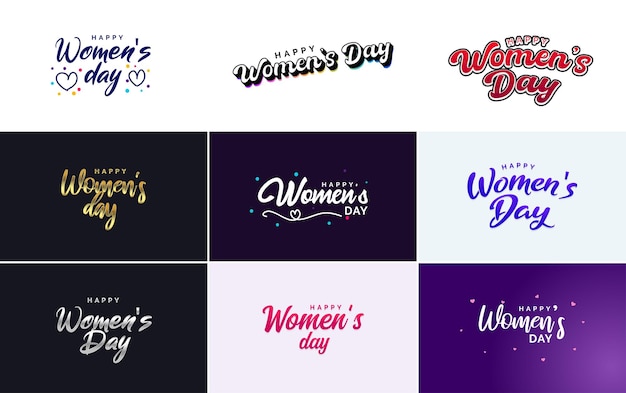 Set of cards with International Women's Day logo