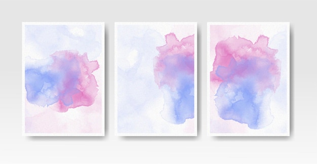 Set of cards with watercolor blots  