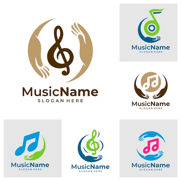 Set of Care Music Logo Vector Music Care logo design template