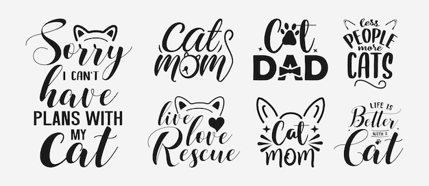 set of cart lettering pet cat quotes for signs greeting card tshirt and much more