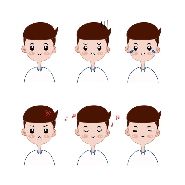 Set of cartoon avatars in various emotion