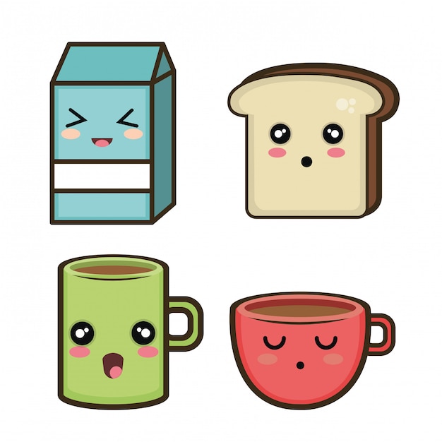 set cartoon breakfast design