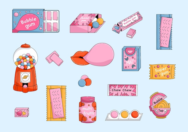 Set of Cartoon bubble gum