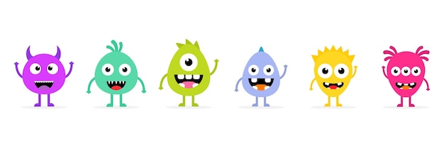 Set of cartoon cute monsters