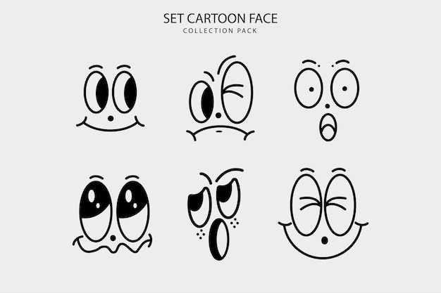 Vector set cartoon face expresion graphic design vector