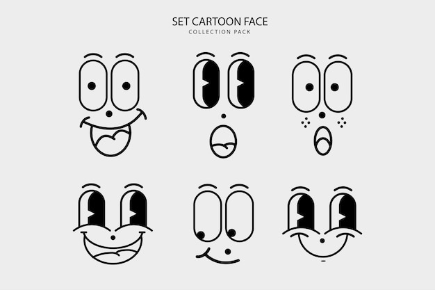 Vector set cartoon face expresion graphic design vector