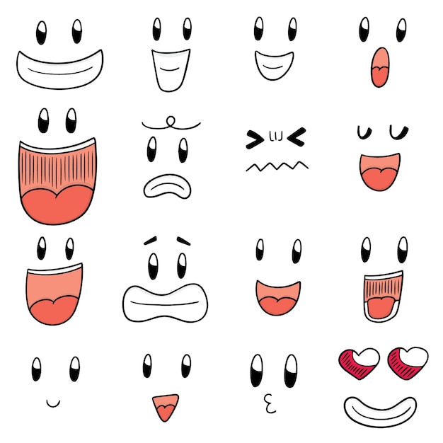 set of cartoon face