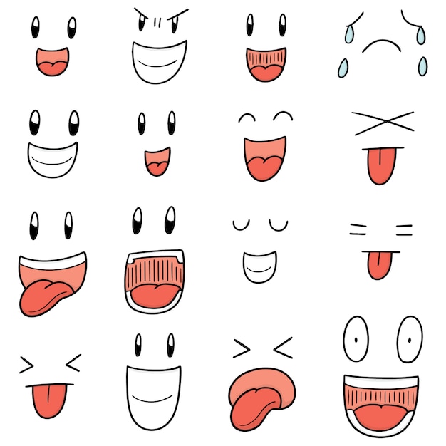 set of cartoon face