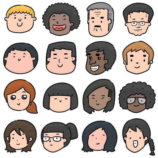 set of cartoon face