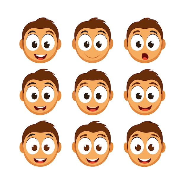 Vector set of cartoon faces