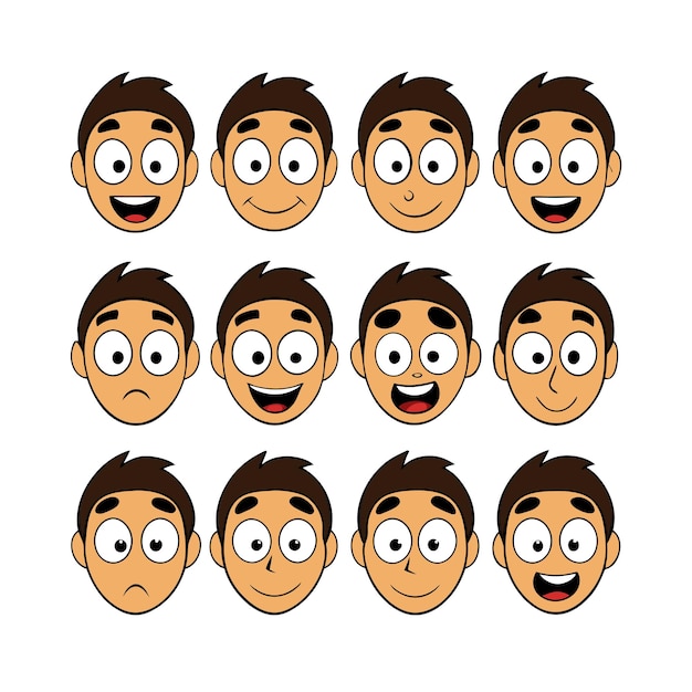 Vector set of cartoon faces